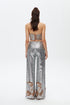 SILVER-CAMEL SEQUIN BRA FORM CROP TOP